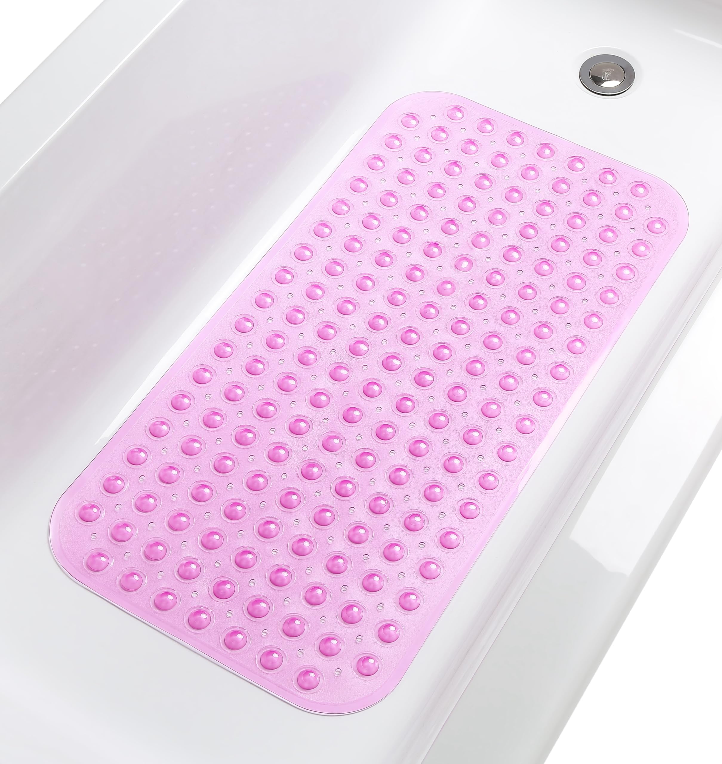TIKE SMART Large Non-Slip Bathtub & Shower Mat 31   x16    (Smooth/Non-Textured Tubs Only) Safe, Clean, Machine-Washable, Superi